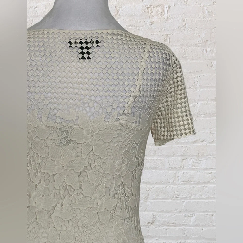 Lauren Ralph Lauren Ivory Floral Net Lace Event Dress Cottagecore Fairy S XS - Picture 8 of 11